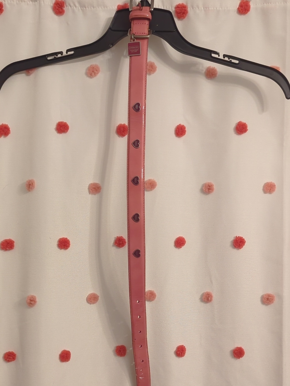 Coach Pink Leather Dog Collar with Heart Studs